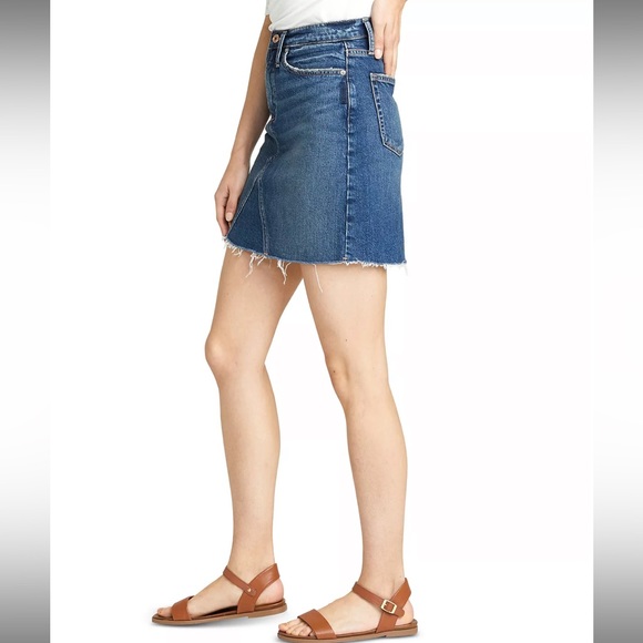 SILVER JEANS CO. Indigo Blue High Rise Raw Hem Frisco Mini Skirt - Picture 4 of 10